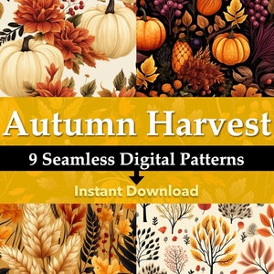 Autumn Harvest Thanksgiving Patterns - Seamless Digital Paper Pack, High-Resolution JPEG, Instant Download