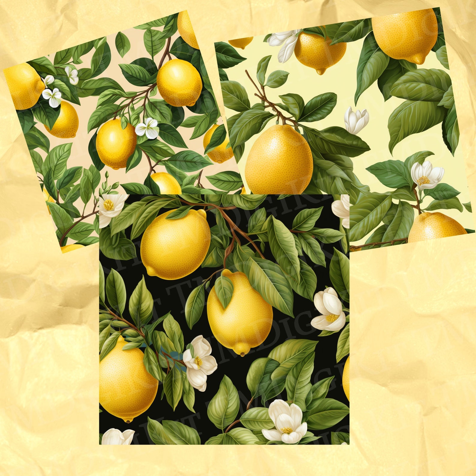Italian Lemons Seamless Pattern Collection Repeating Pattern - Etsy