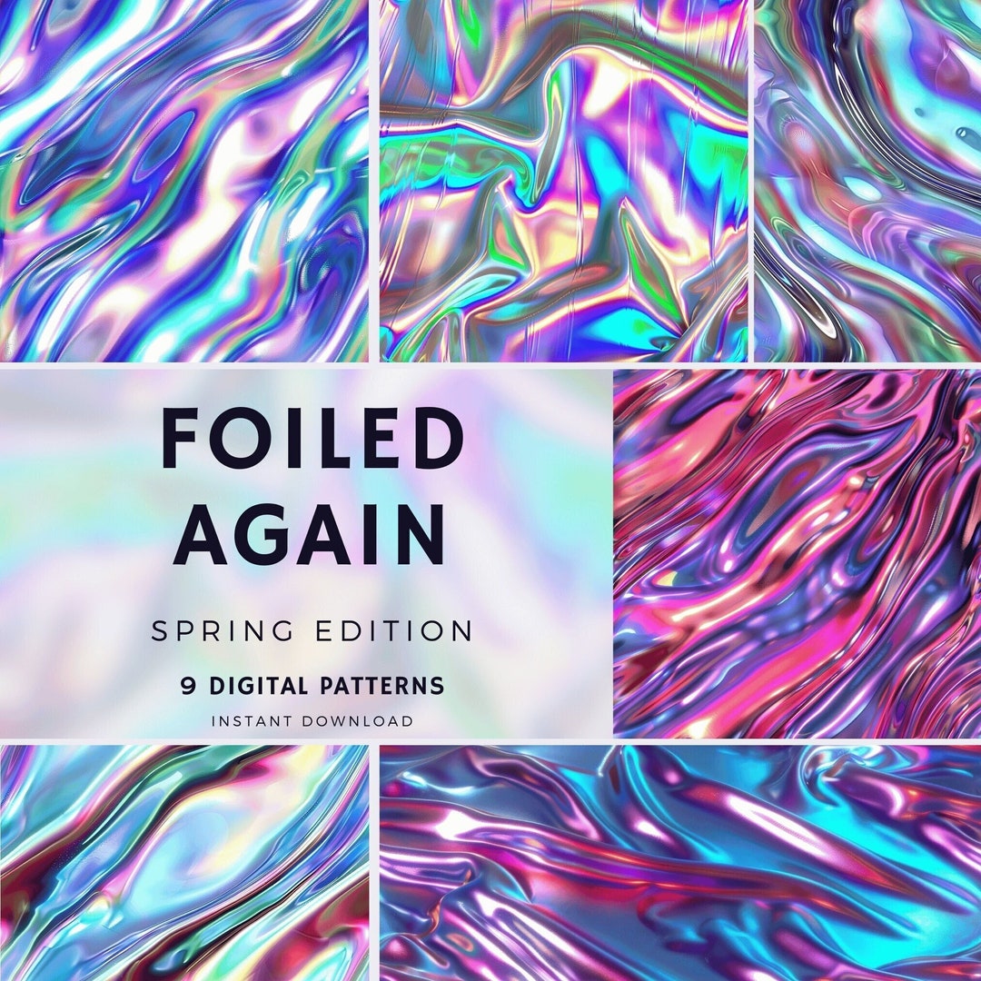 Holographic Foil Digital Paper – Seamless Rainbow Patterns (instant ...