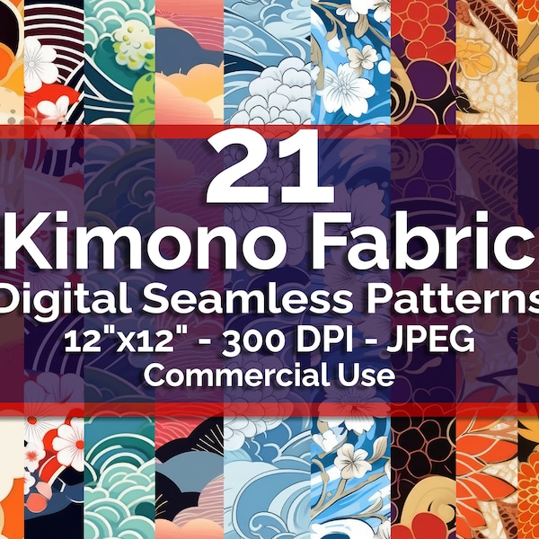 Kimono Fabric Digital Repeating Pattern, Commercial Use, Instant Download, Scrapbook Paper, Japanese Motifs, Digital Paper