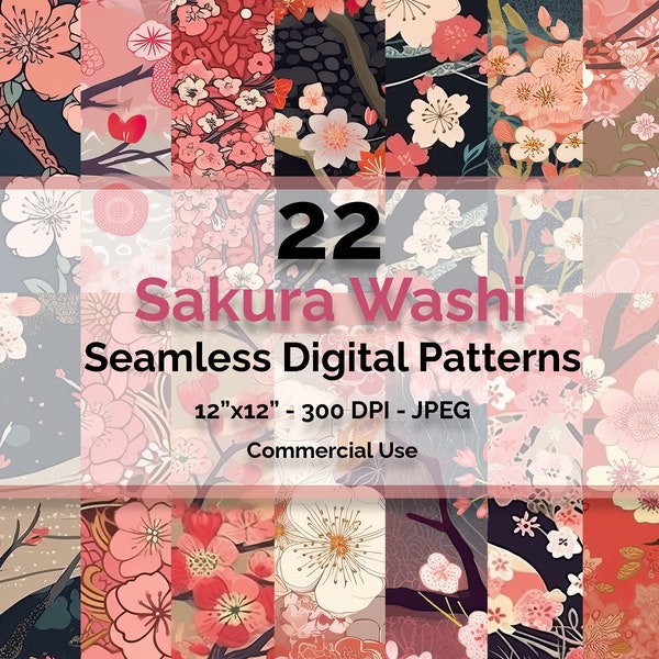 Sakura blossom washi paper digital pattern, Sakura washi digital paper, Sakura pattern, sakura washi paper, sakura washi pattern