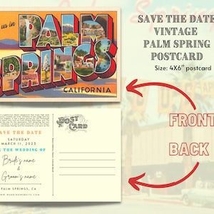 Cartão postal vintage de Palm Springs Save the Date - personalizável - download digital
