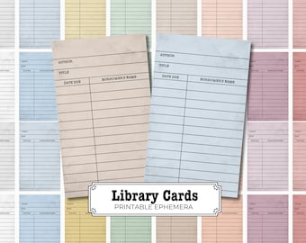 Vintage bibliotheekkaarten | Afdrukbare ephemera voor ongewenste tijdschriften (digitale download)