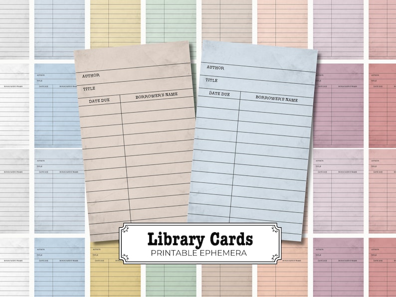 Tarjetas de biblioteca antiguas / Material imprimible para diarios creativos (Descarga digital) imagen 1