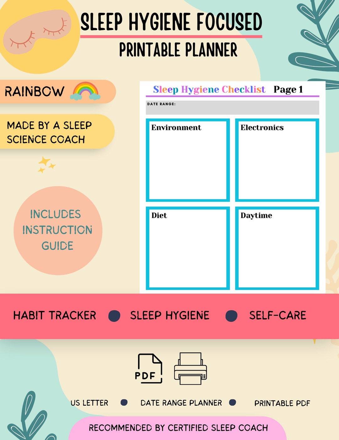 Sleep Hygiene Checklist made by a Sleep Science Coach PRINTABLE Adult ...