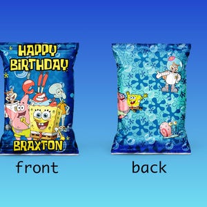 Personalized chip bags, birthday favors, party favors, Sponge Bob, Custom