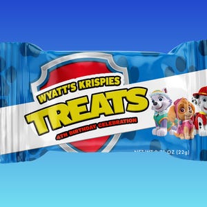 Personalized, birthday favors, party favors, Paw patrol theme, Paw patrol Rice Krispies