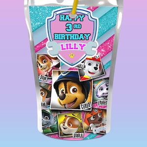 Personalized capri sun, birthday favors, party favors, Paw patrol theme, Paw patrol capri sun