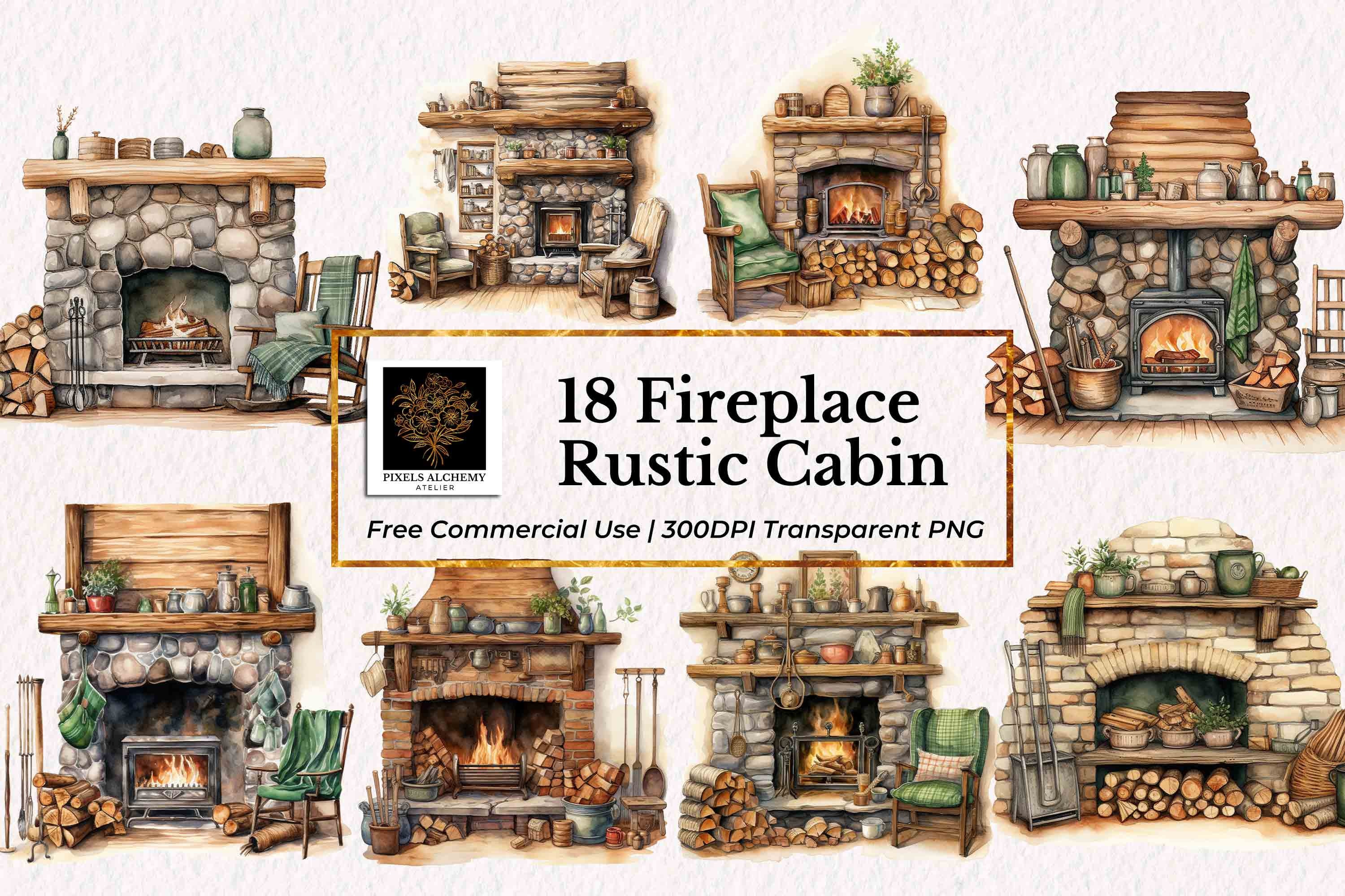 18 Cozy Rustic Cabin Fireplace Clipart, Transparent PNG, Free