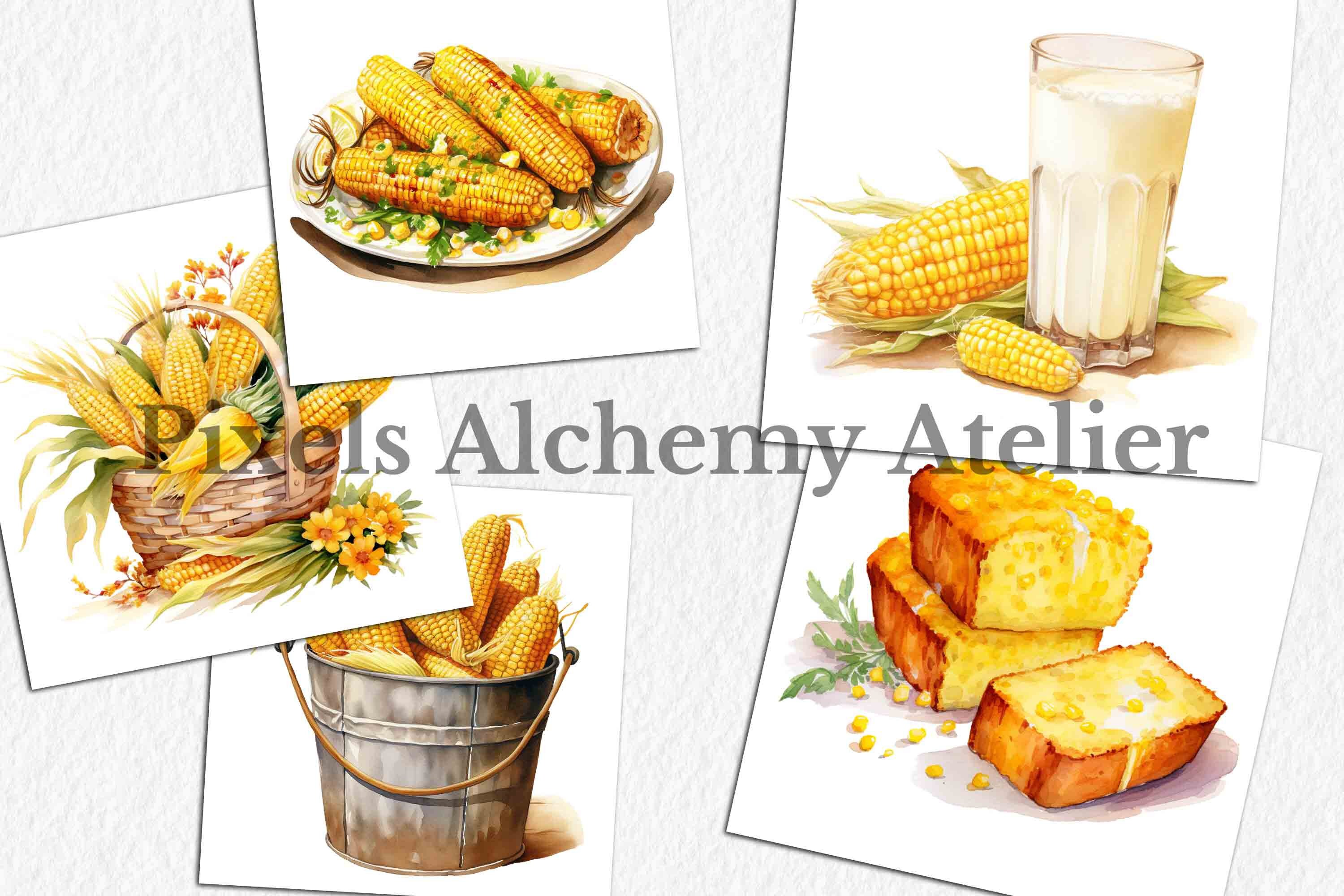30 Corn Bundle Watercolor Clipart, Transparent PNG, FREE Commercial Use ...