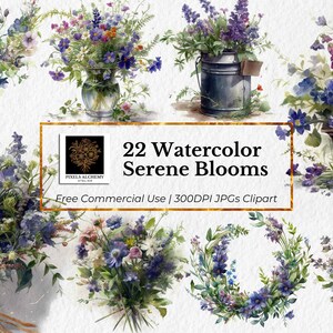 25 serene bloem bloei JPGs, aquarel clipart, witte achtergrond, planners, kaarten, ongewenste tijdschriften, scrapbooking, bruiloft clipart