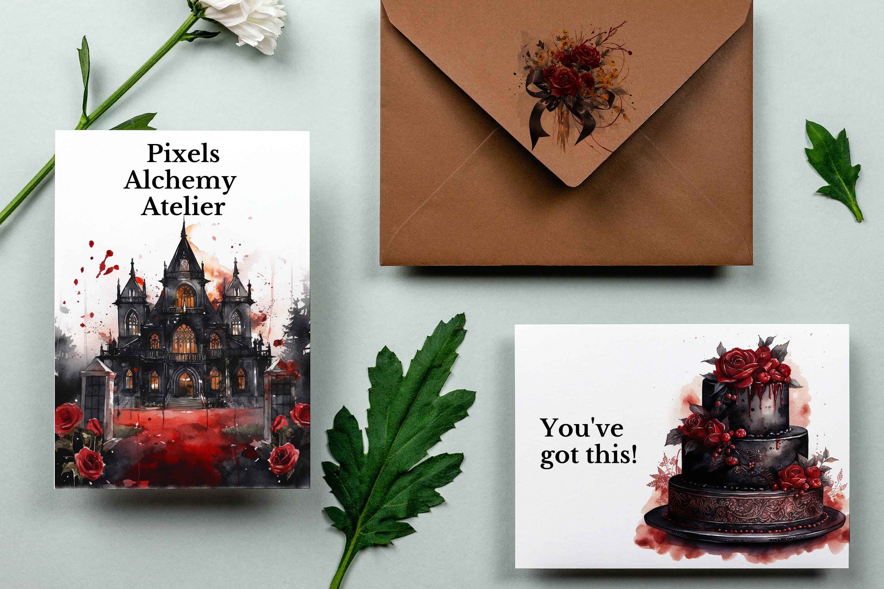 30 Gothic Wedding Theme Bundle Jpgs, Watercolor Clipart, on White