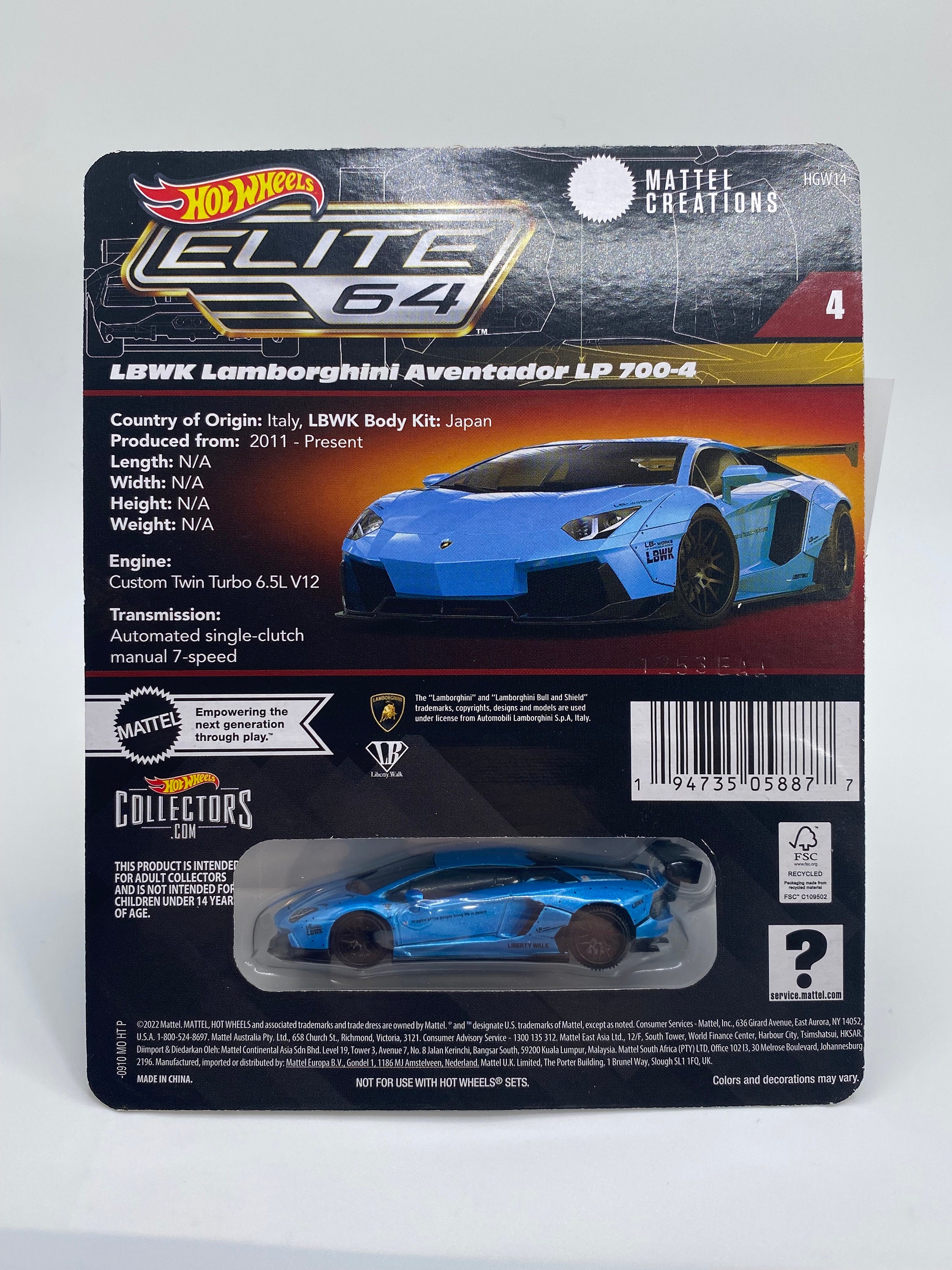 Hot Wheels Premium LBWK Lamborghini Aventador LP 700-4 Elite 64 Premium ...