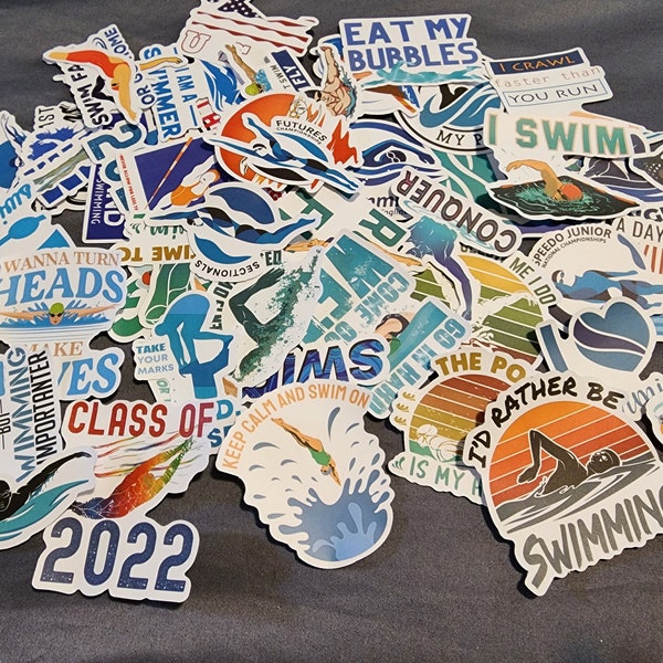 Swimming Stickers, Waterproof, lot of 5 random stickers