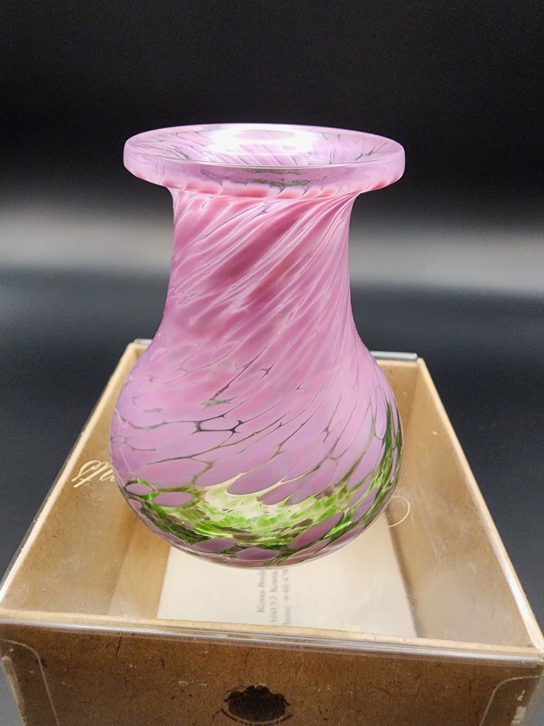 Vintage Kosta Boda Art Glass Miniature Vase 48013, Etched Signature by