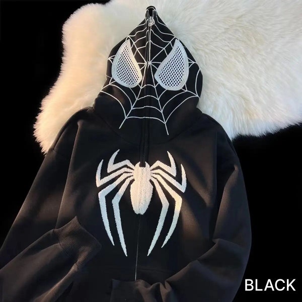 Individuell bestickter Spinnennetz Hoodie | Vinatge y2k Kapuzenpullover | Unisex gestickte Spinne Zip up | Superheld Perfect Fit Pullover | Geschenk für Sie