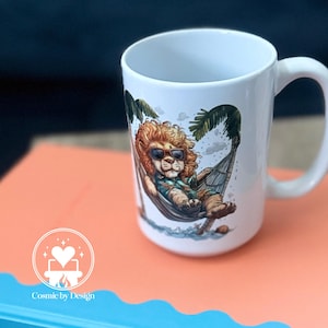 Leo Zodiac Mug – Funny Astrology Coffee Cup with Cartoon Lion Design – 11oz and 15oz Ceramic – Microwave and Dishwasher Safe – BPA-Free