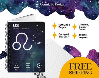 Leo Zodiac Journal, Fire Sign Notebook, Astrology Gift (5x7 Inch)