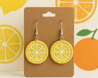 Pendientes de limón / Microcrochet hecho a mano