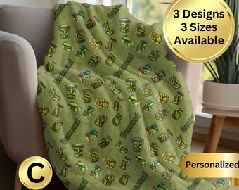 Personalized Cute Pickle Lover Blanket Birthday Or Christmas Gift, Custom Name Throw, Customizable Gift For Kids Of All Ages, Dill Pickle