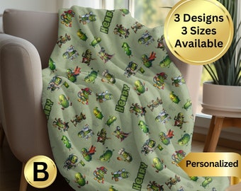 Personalized Cute Pickle Lover Blanket Birthday Or Christmas Gift, Custom Name Throw, Customizable Gift For Kids Of All Ages, Dill Pickle