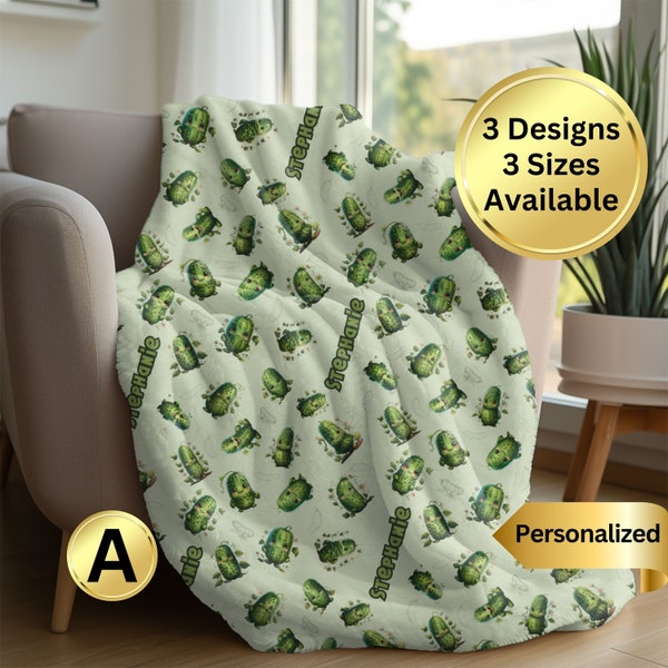Personalized Cute Pickle Lover Blanket Birthday Or Christmas Gift, Custom Name Throw, Customizable Gift For Kids Of All Ages, Dill Pickle
