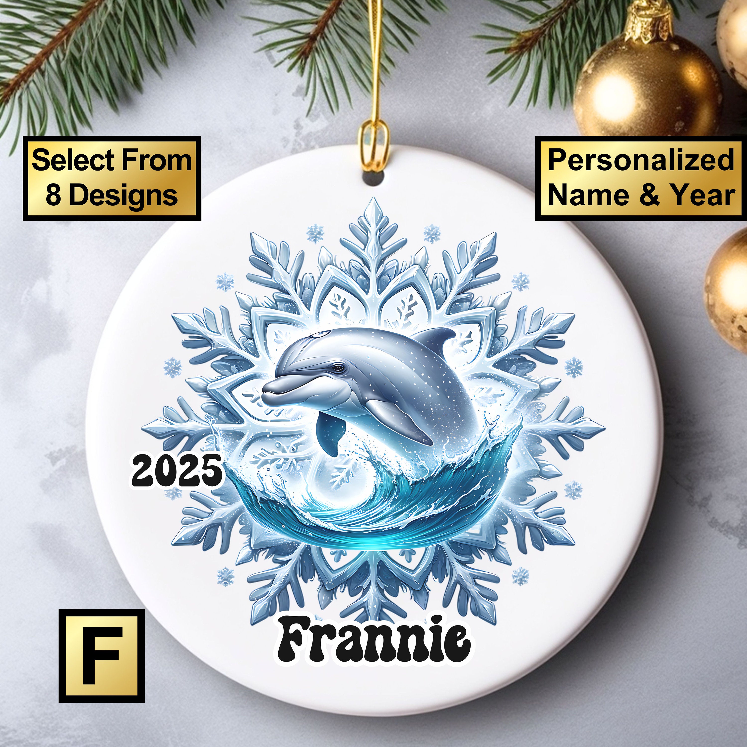 Personalized Ceramic Dolphin Christmas Ornament Gift, Customizable ...