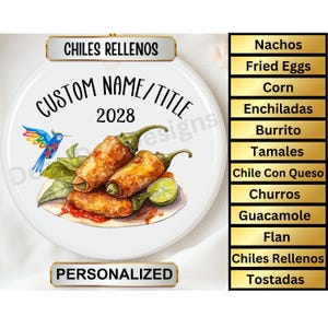 Personalized Mexican Food Ceramic Christmas Ornament Gift, Custom Keepsake for Foodie in Your Family, Mexican Food Junkie, Chiles Rellenos