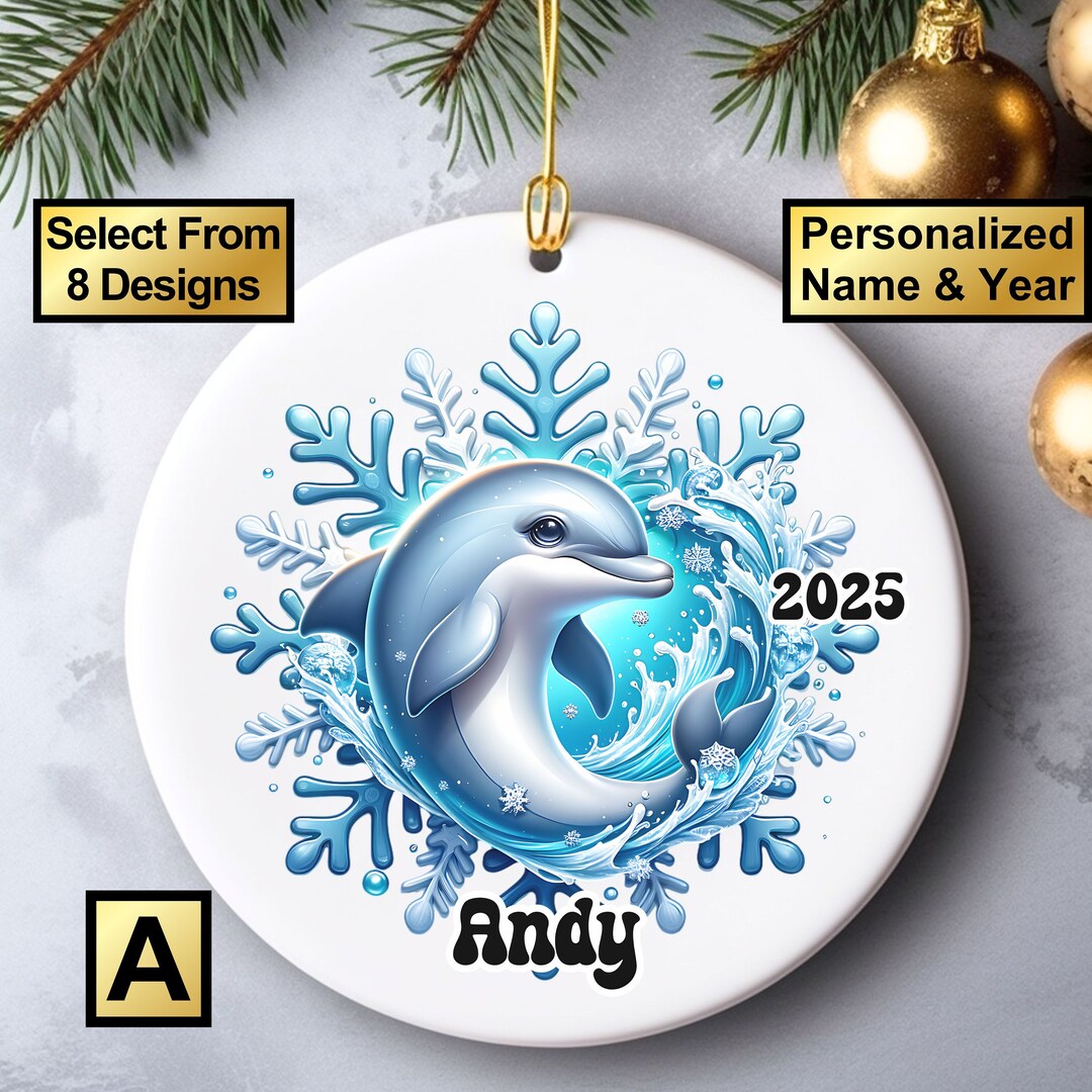 Personalized Ceramic Dolphin Christmas Ornament Gift, Customizable ...