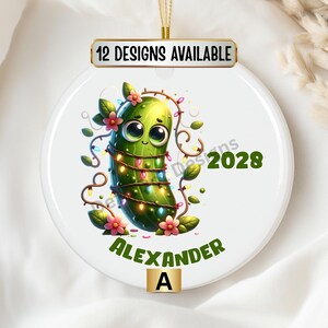 Personalized Pickle Lover Ceramic Holiday Ornament, Customizable Christmas Ornament Gift, Dill Lover Decoration, Kids Of All Ages Present