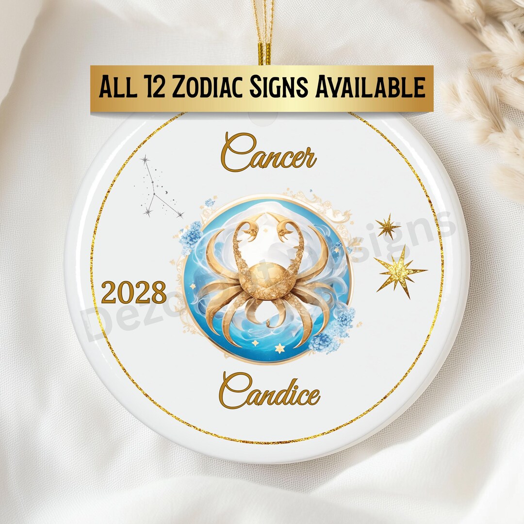 Customizable Cancer Sign Personalized Cancer Zodiac Sign Ceramic Christmas Ornament Gift ...