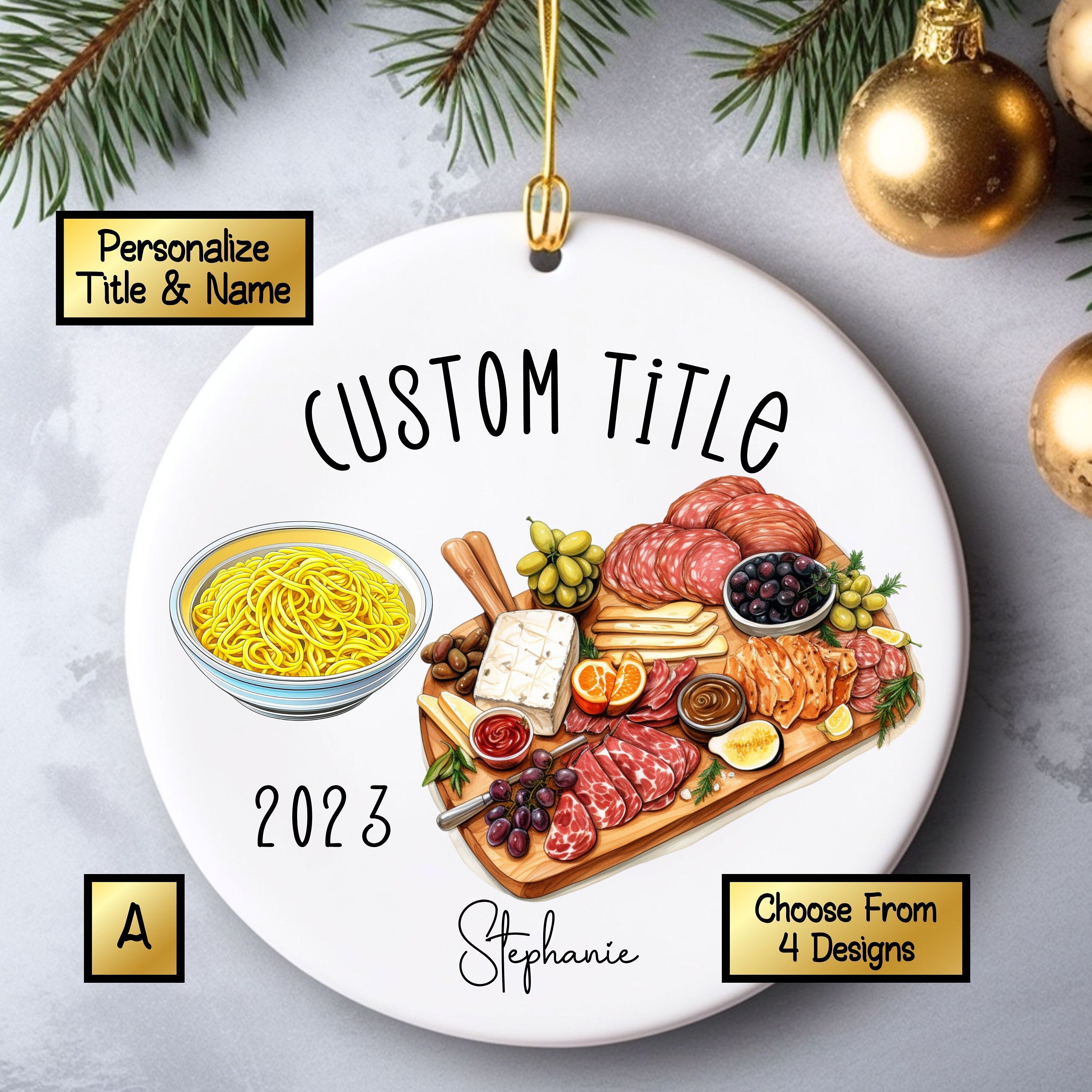 Personalized Charcuterie Board Ceramic Christmas Ornament, Foodie ...