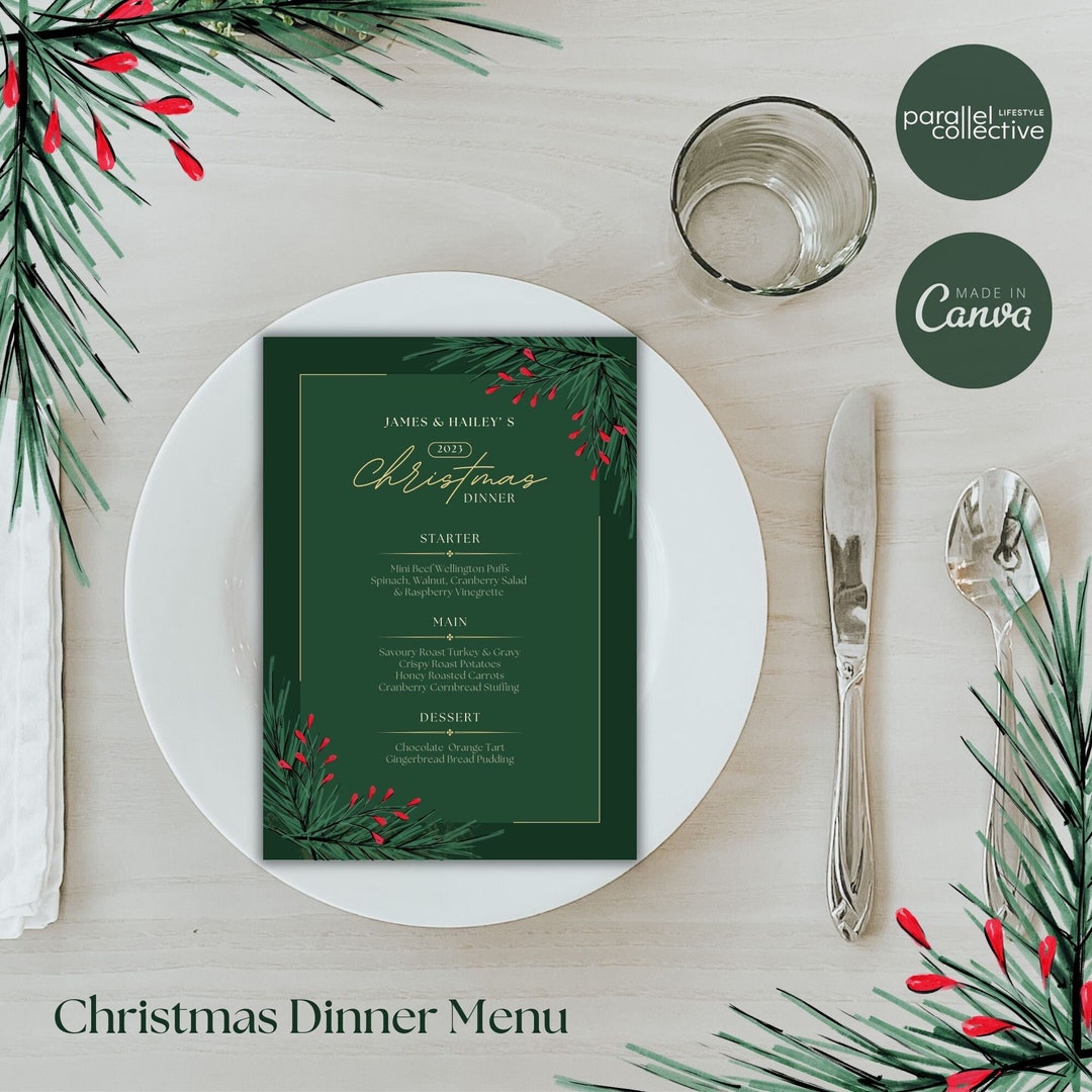 Christmas Menu Template Holiday Dinner Menu Printable - Etsy