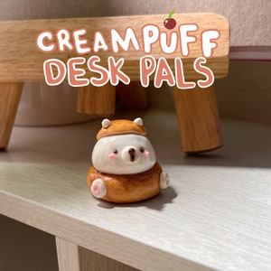Handmade Polymer Clay Desk Pals / Cream Puff Bear / Jojo Clayy