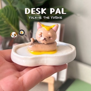 Clay Animal Sculpture Desk Buddy Polymer Clay Charm Handmade / Yolkie the Yorkie / Jojo Clayy