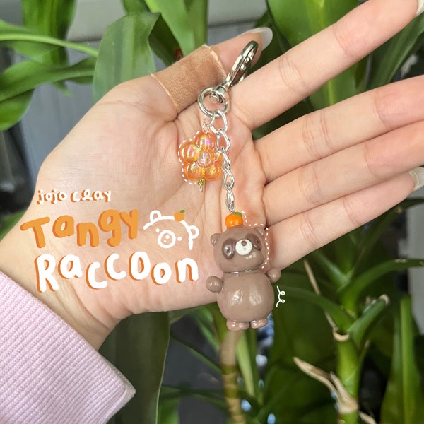 Cute Polymer Clay Keychain Charm Personalized Clay Charms / Tangy Raccoon / Jojo Clayy