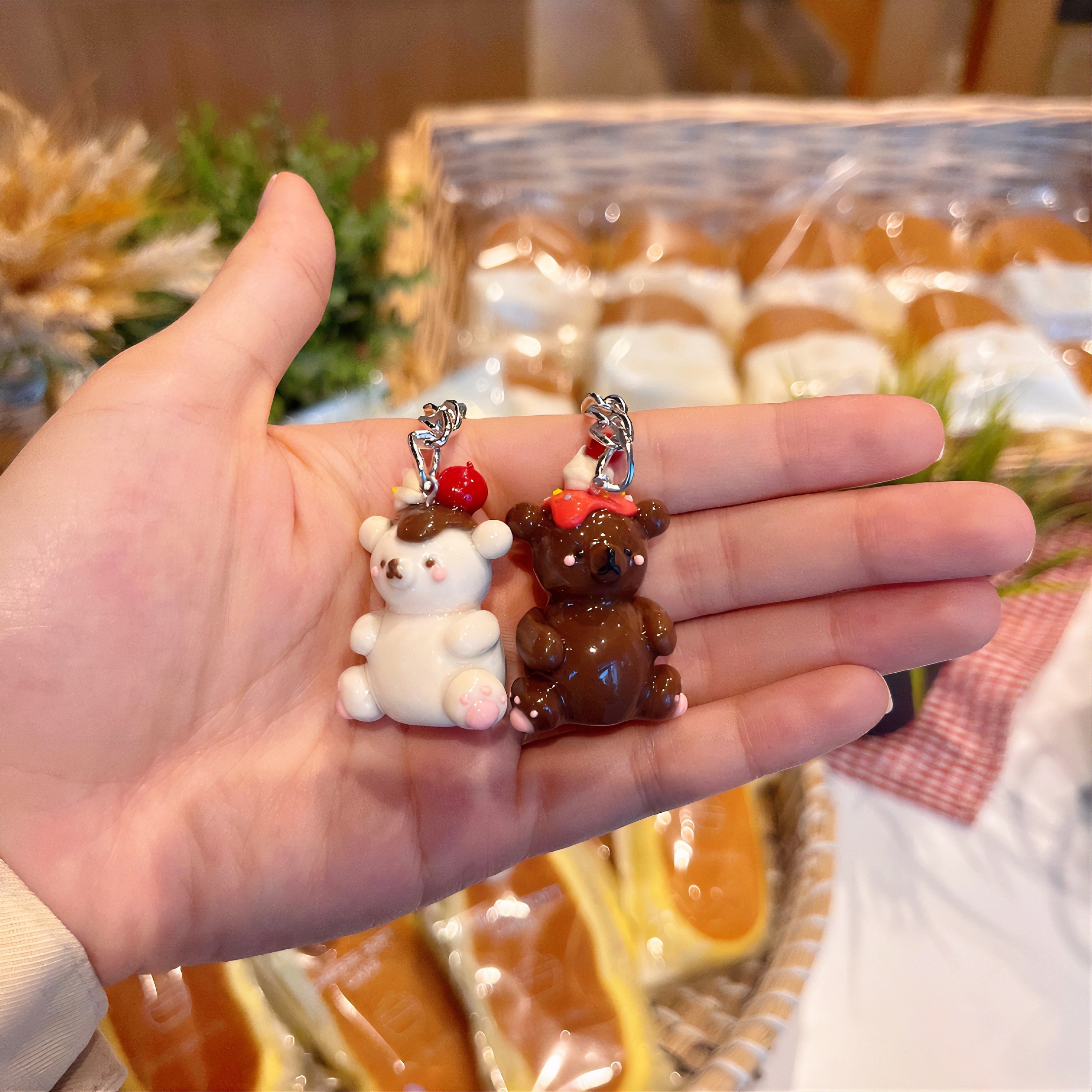 Handmade Sundae Bear Keychain Set: Polymer Clay Matching Charms - Etsy