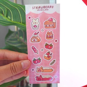 Holographic deco sticker sheets | cute strawberry stickers | scrapbooking journal planner stickers