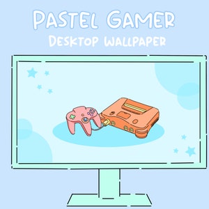 Set di icone e sfondo del desktop pastello per console di gioco