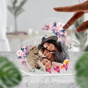 Custom Unique heart shaped Acrylic plaque (without stand) for mother&#39;s day gift with photo