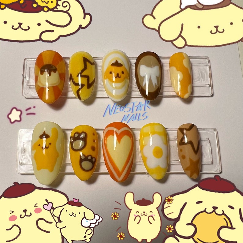 Pompompurin Love Nails - Etsy