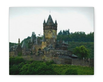 ライヒスブルク コッヘム城 ドイツ ウォールアート、ライン川沿いのドイツの写真、キャンバスカラープリント、旅行写真ギフト