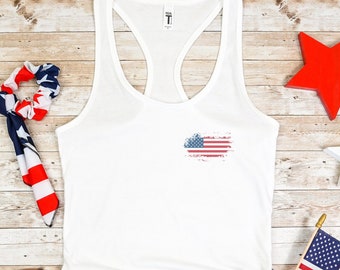 4 lipca, 4 lipca Tank, Tank Top, Damski Tank Top, Ameryka, Patriotyczny, Dzień Niepodległości, Czwarty lipca, Koszulka Czwartego Lipca, Tank