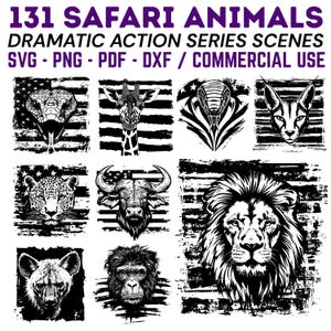 Patriotic Safari Animals SVG Bundle: USA Flag, Cricut Ready (Commercial Use) (Digital Download