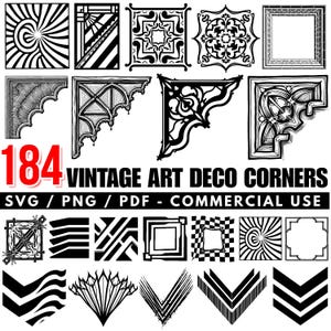 Vintage Art Deco Corners Svg Png Pdf files bundle cricut cut files | instant download | Commercial use