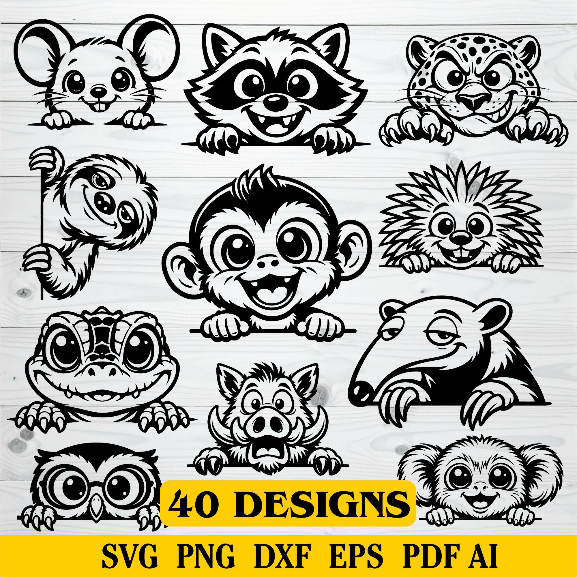 Peeking Rainforest Animals Svg Png Pdf & Dxf Bundle for Funny ...