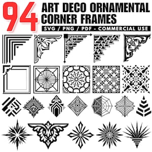 Art Deco Corner Frames: SVG PNG PDF Cricut Cut Files - Commercial Use