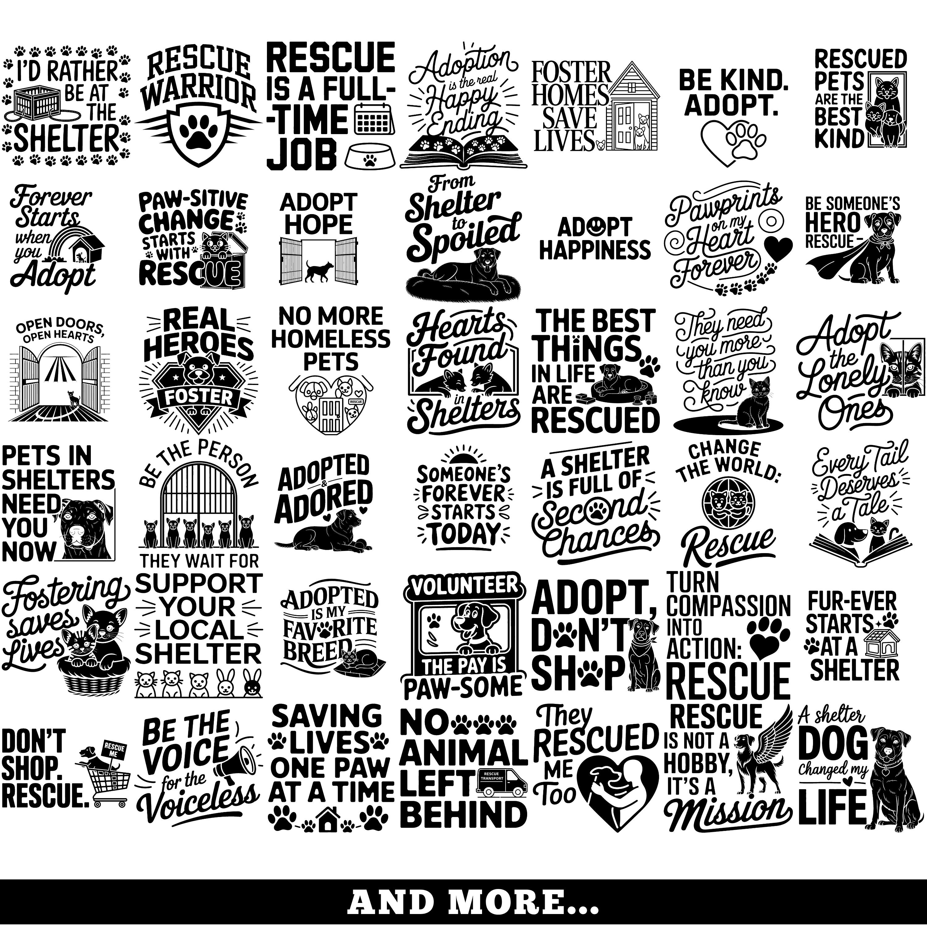 Rescue Animal Sayings SVG Bundle: Commercial Use Cricut Cut Files - Etsy
