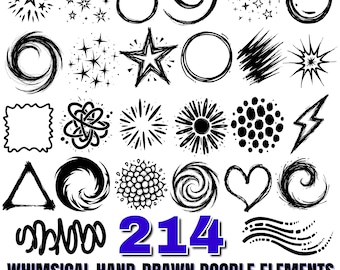 Doodle Elements SVG Bundle: Hand-Drawn Clipart, Commercial Use (Digital Download)