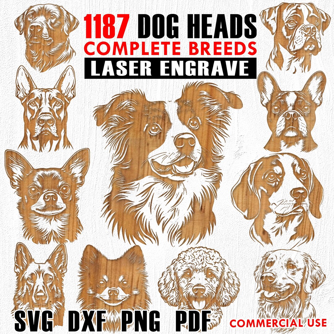 Laser Engraved Dog Breeds SVG Bundle for Crafting, DIY Projects, and ...
